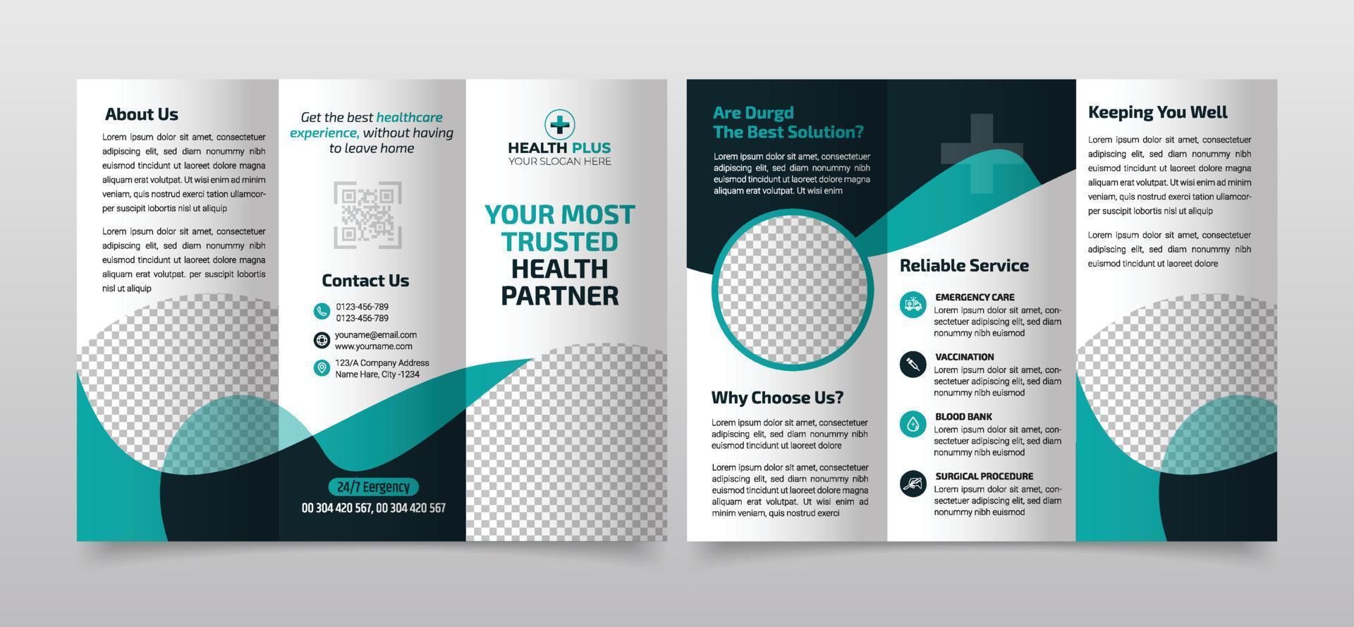 Medical Healthcare Company Trifold Brochure Template vector