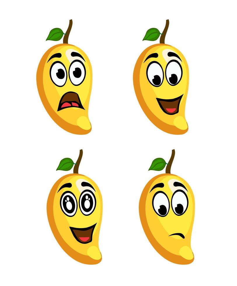 mango vector illustration with 4 face characters is perfect for icons