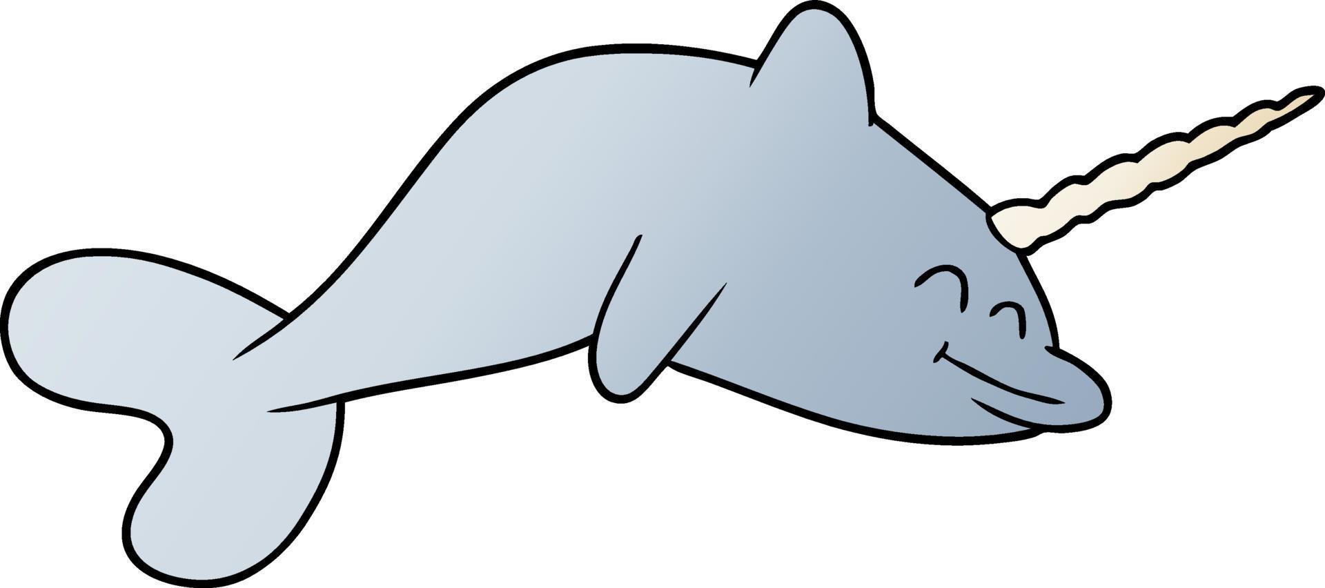 cartoon narwhal character vector