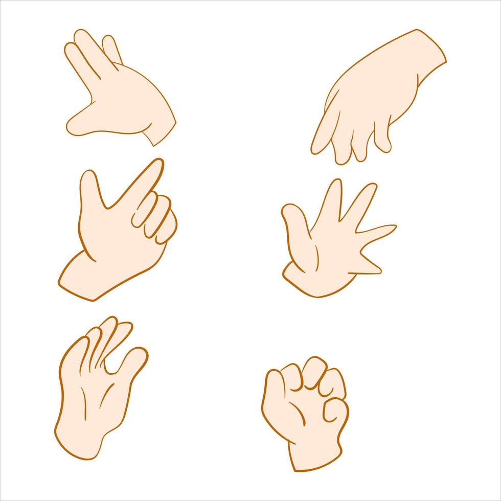 Premium vector l hand set character vector cute style.