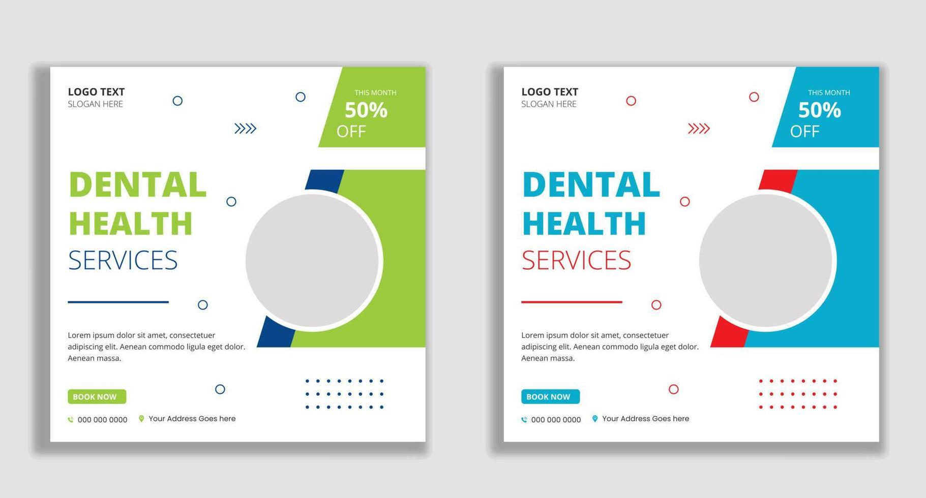 Dental clinic services social media post banner template vector