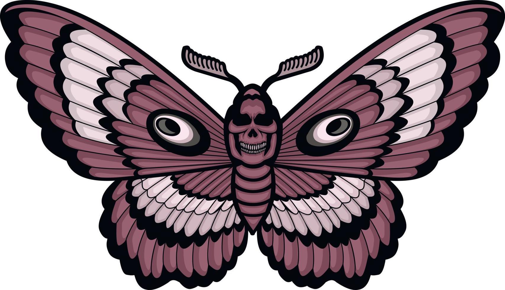 Death's-head hawkmoth with skull, grunge vintage design t shirts vector