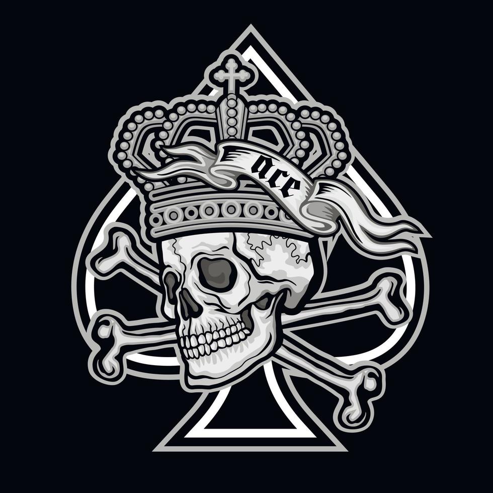 ace of spades with skull, grunge vintage design t shirts vector