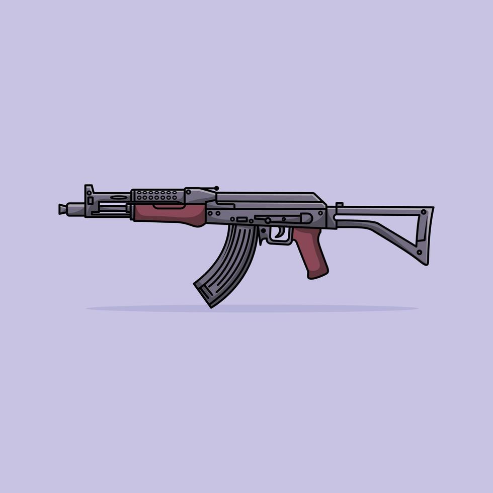 LCT AK-47 G04 NV AEG Gun with Bullets Vector Illustration. Headshot. Weapon Icon Illustration. Pistol Cartoon Logo Vector