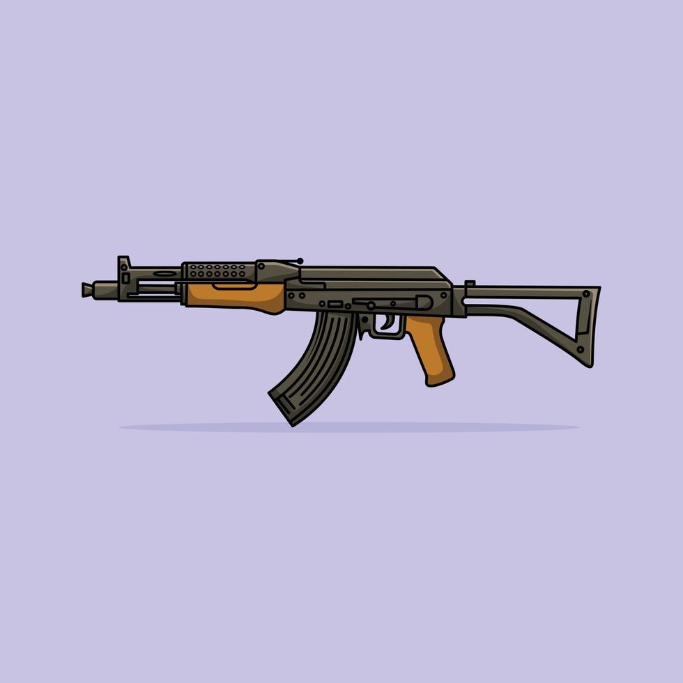 LCT AK-47 G04 NV AEG Gun with Bullets Vector Illustration. Headshot. Weapon Icon Illustration. Pistol Cartoon Logo Vector