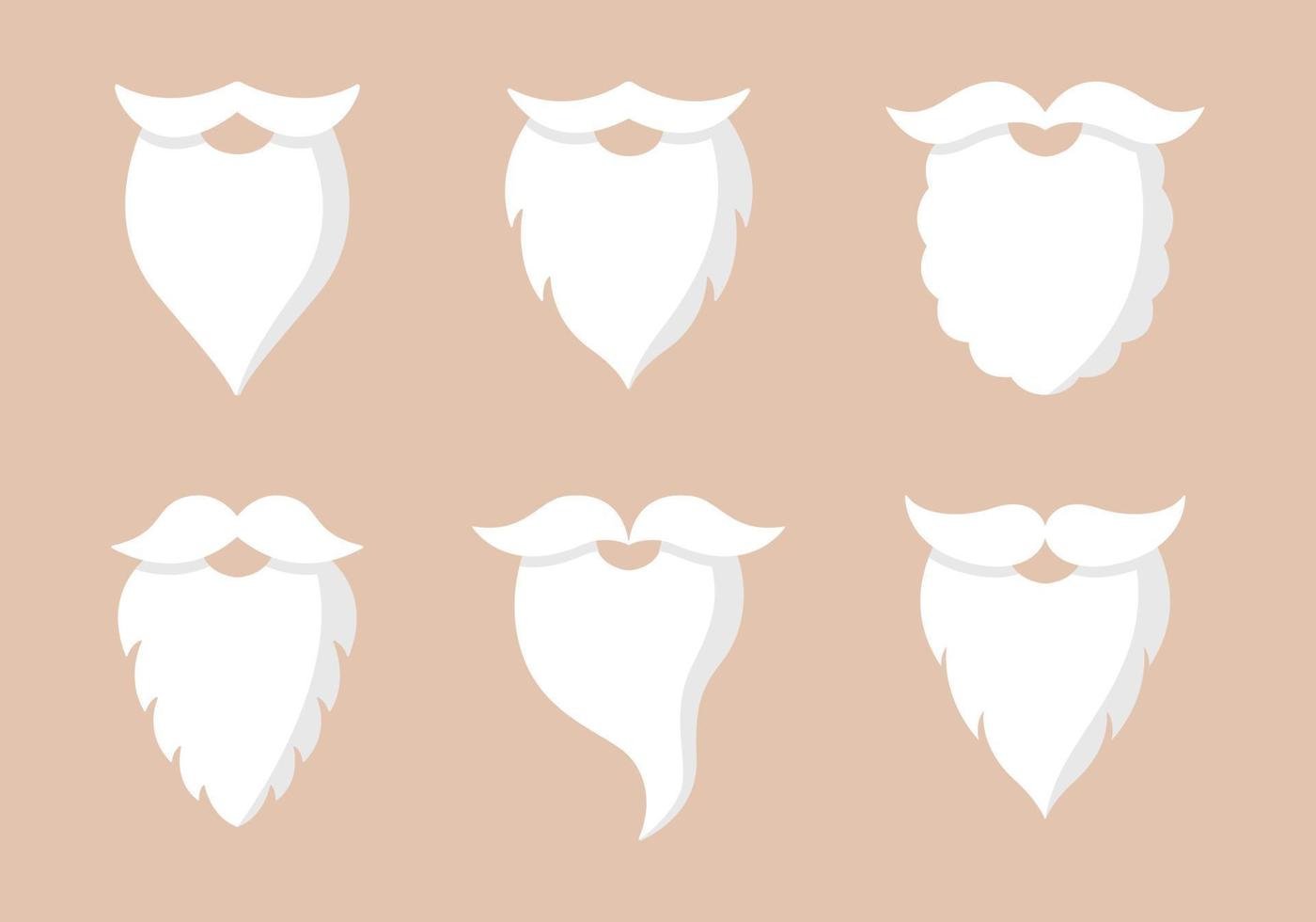 Collection of flat Santa Claus beards. Christmas party elements. vector