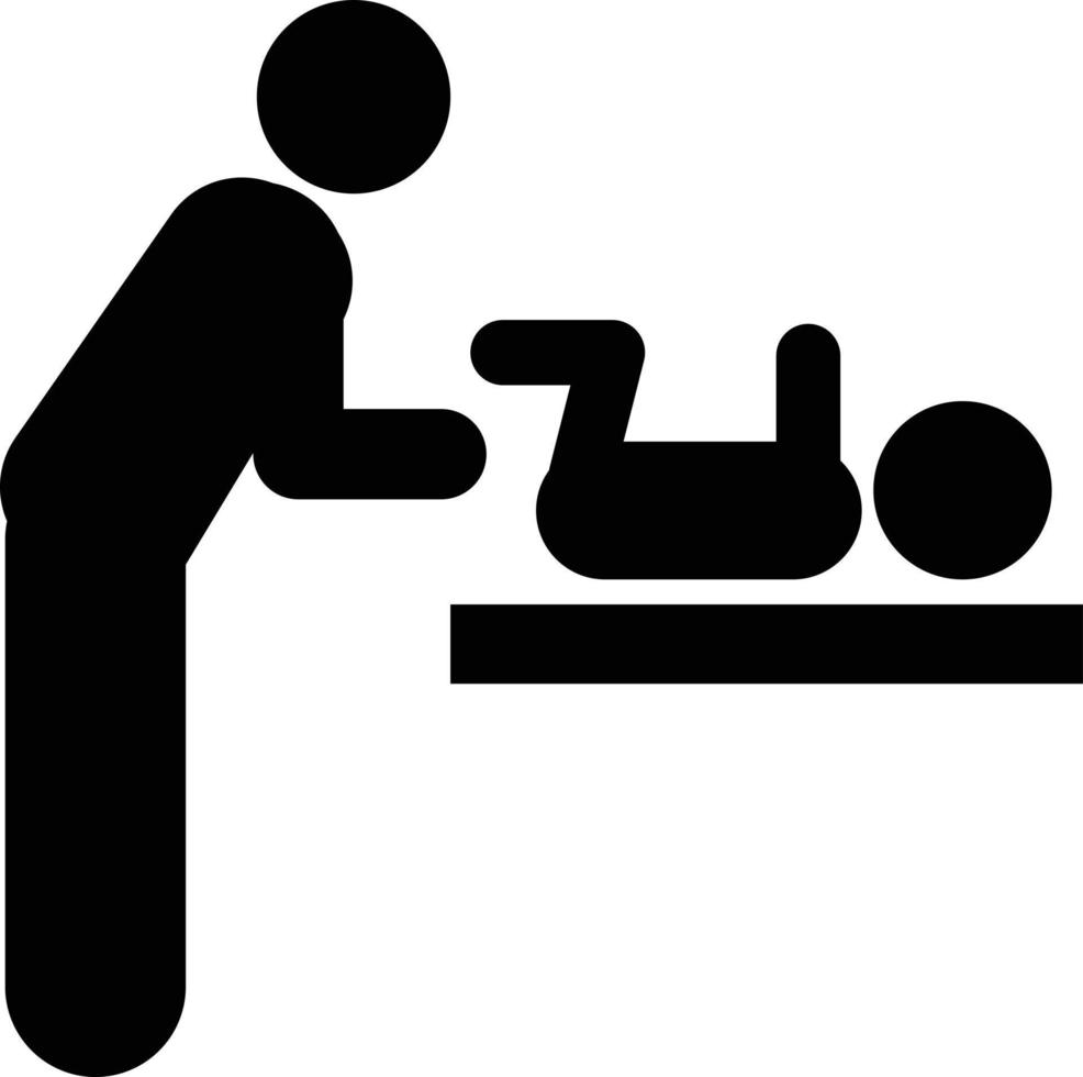 person changing a baby's diaper icon on white background. person changing diapers on a diaper table. flat style. vector