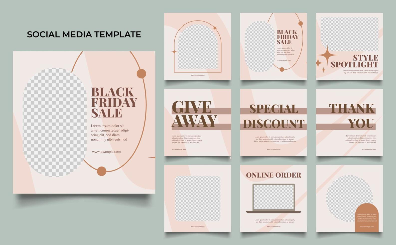 social media template banner fashion sale promotion in brown beige color. vector