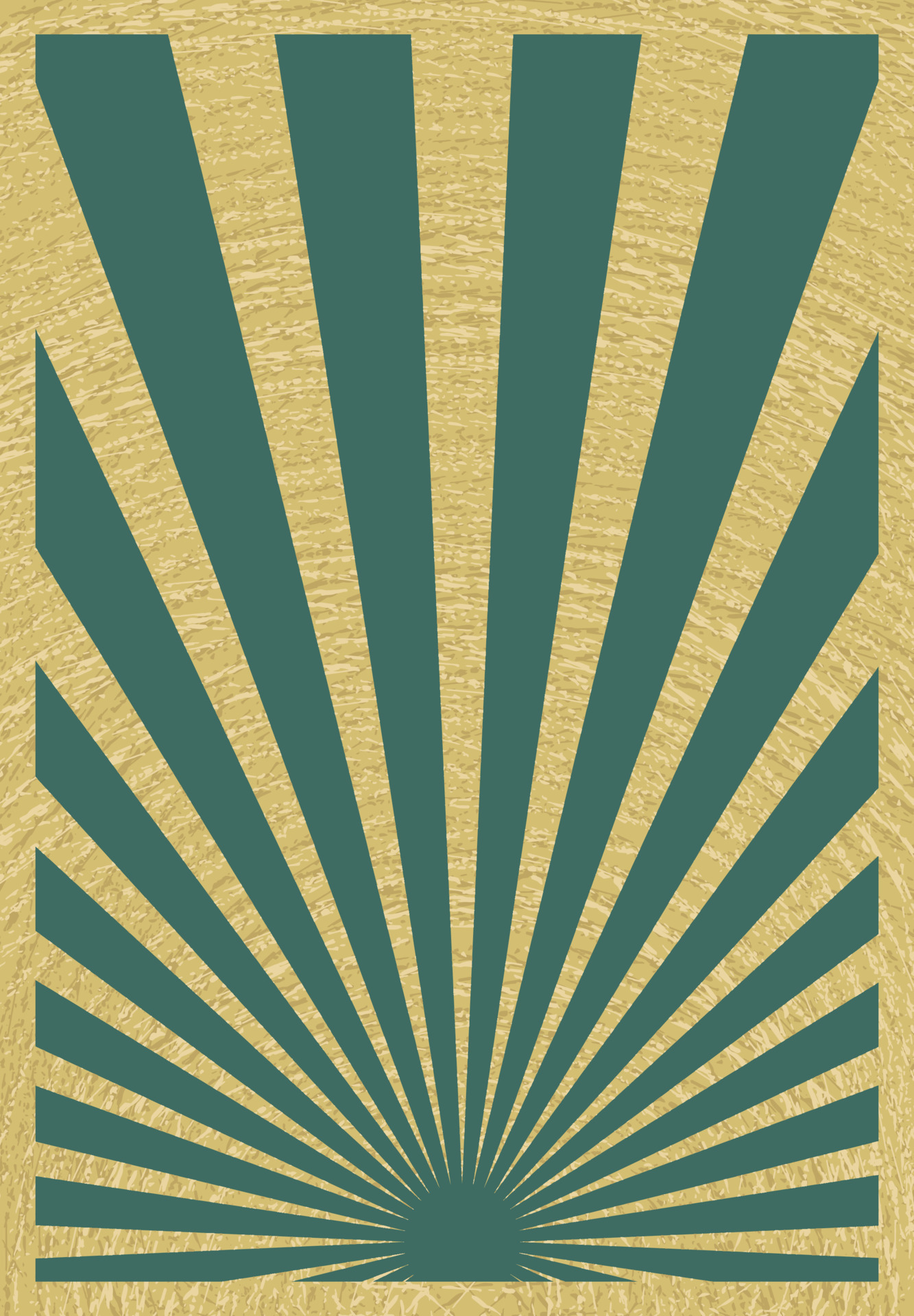 Vintage Green and Gold Sunburst Stripes Poster Template With Rays