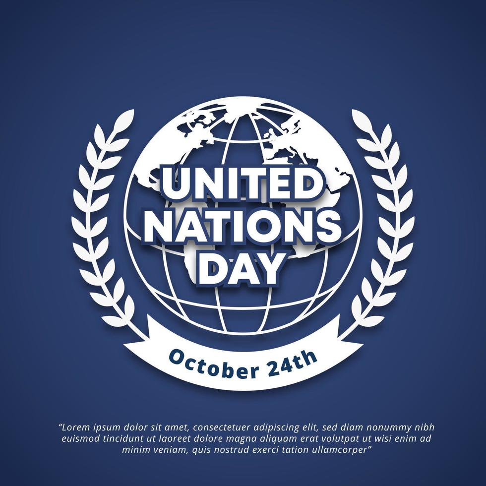 United nations day background with cutting paper design and typography vector