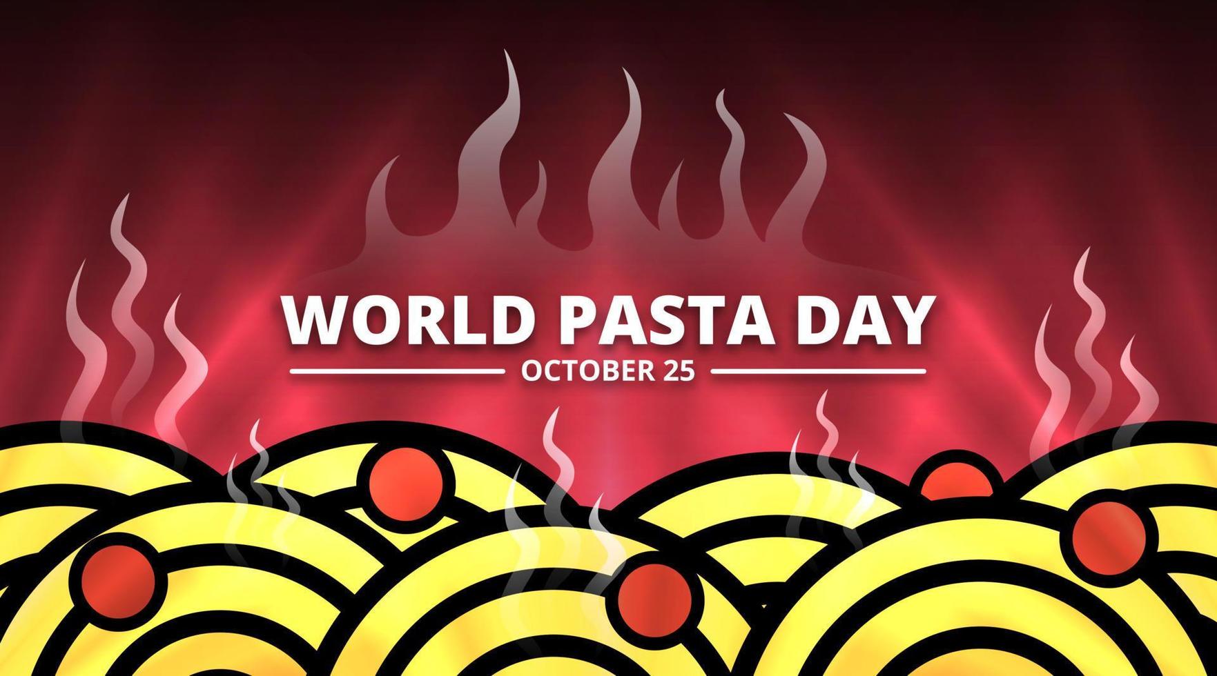 World pasta day background with illustration of hot pasta vector