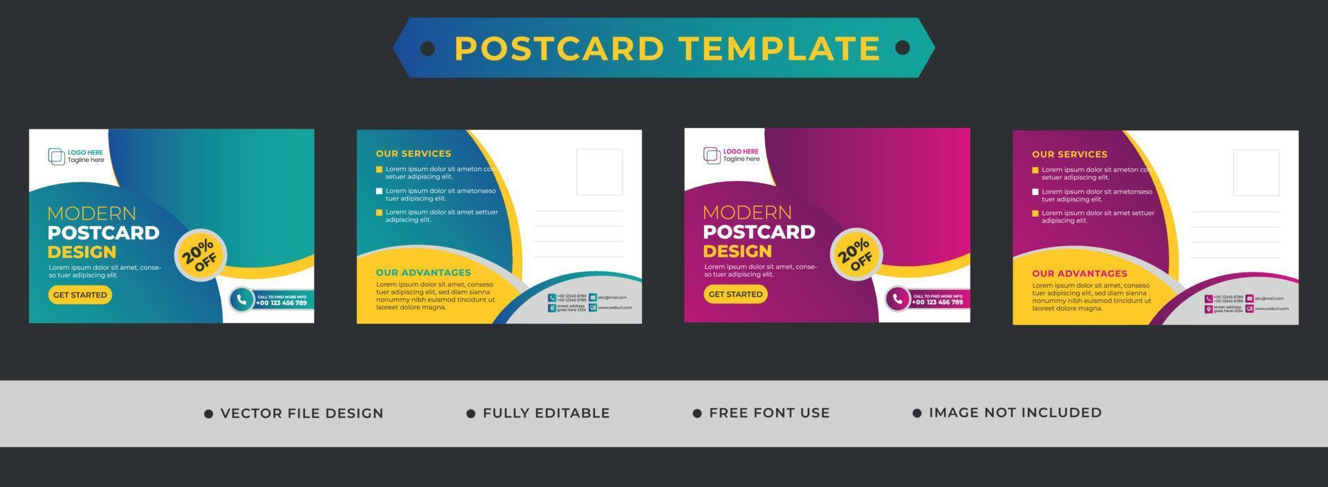 Corporate Business Postcard Template Design vector