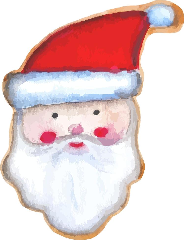 galleta de navidad pan de jengibre santa claus acuarela dibujado a mano clipart aislado vector