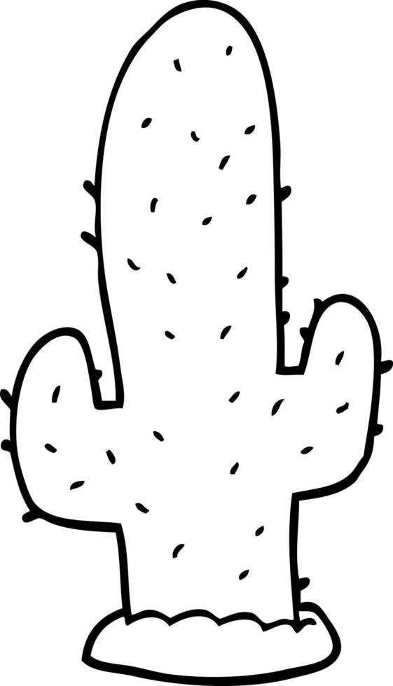 cactus de dibujos animados de dibujo lineal vector