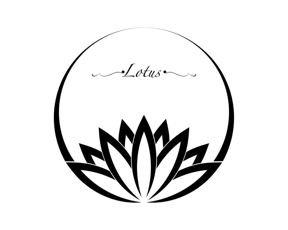 Lotus logo, water lily, Flower of Life. Sacred Geometry. Symbol of Harmony and Balance. Circle White Sign of purity. Chakra Yoga design vector isolated on white background