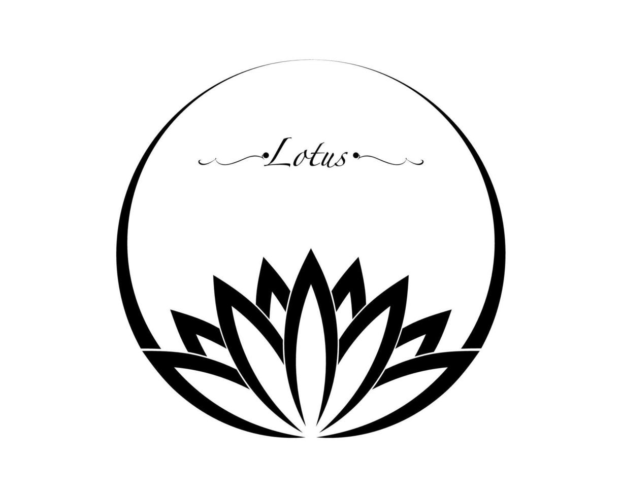 logotipo de loto, lirio de agua, flor de la vida. geometría sagrada. símbolo de armonía y equilibrio. círculo blanco signo de pureza. vector de diseño de chakra yoga aislado sobre fondo blanco