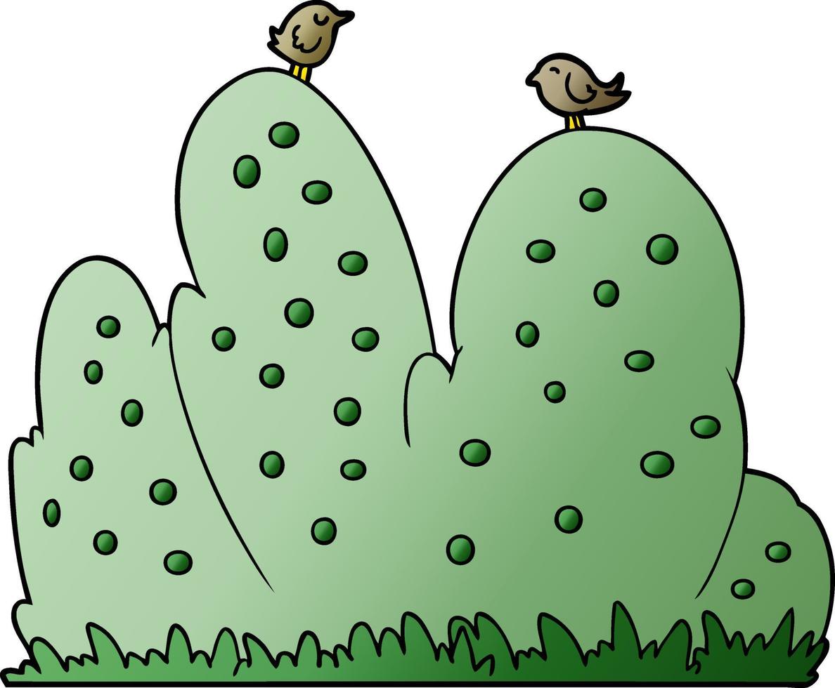 cartoon hedge with brds vector