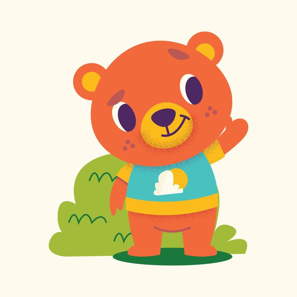 Cute bear waving vector