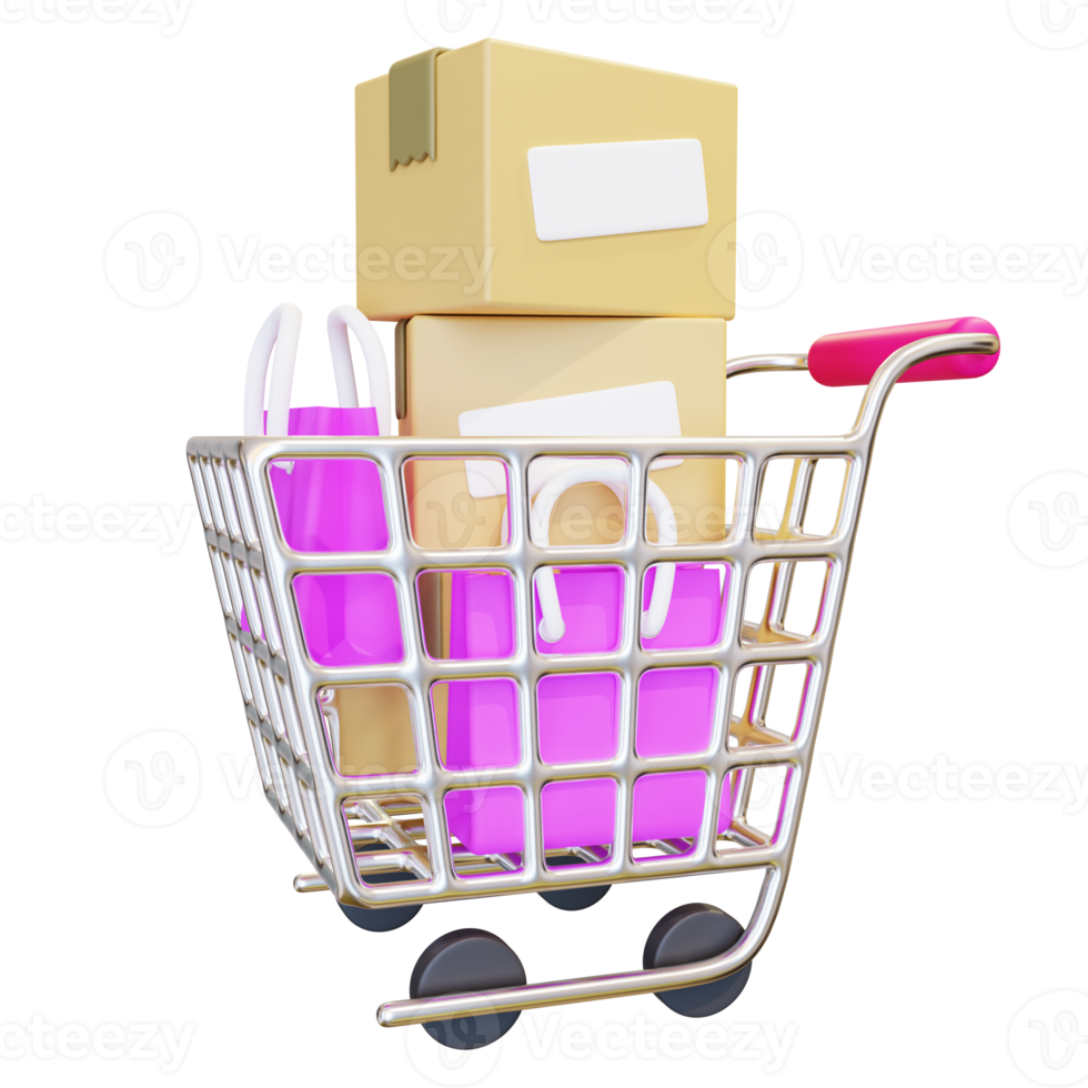 3D Shopping Cart Illustration png