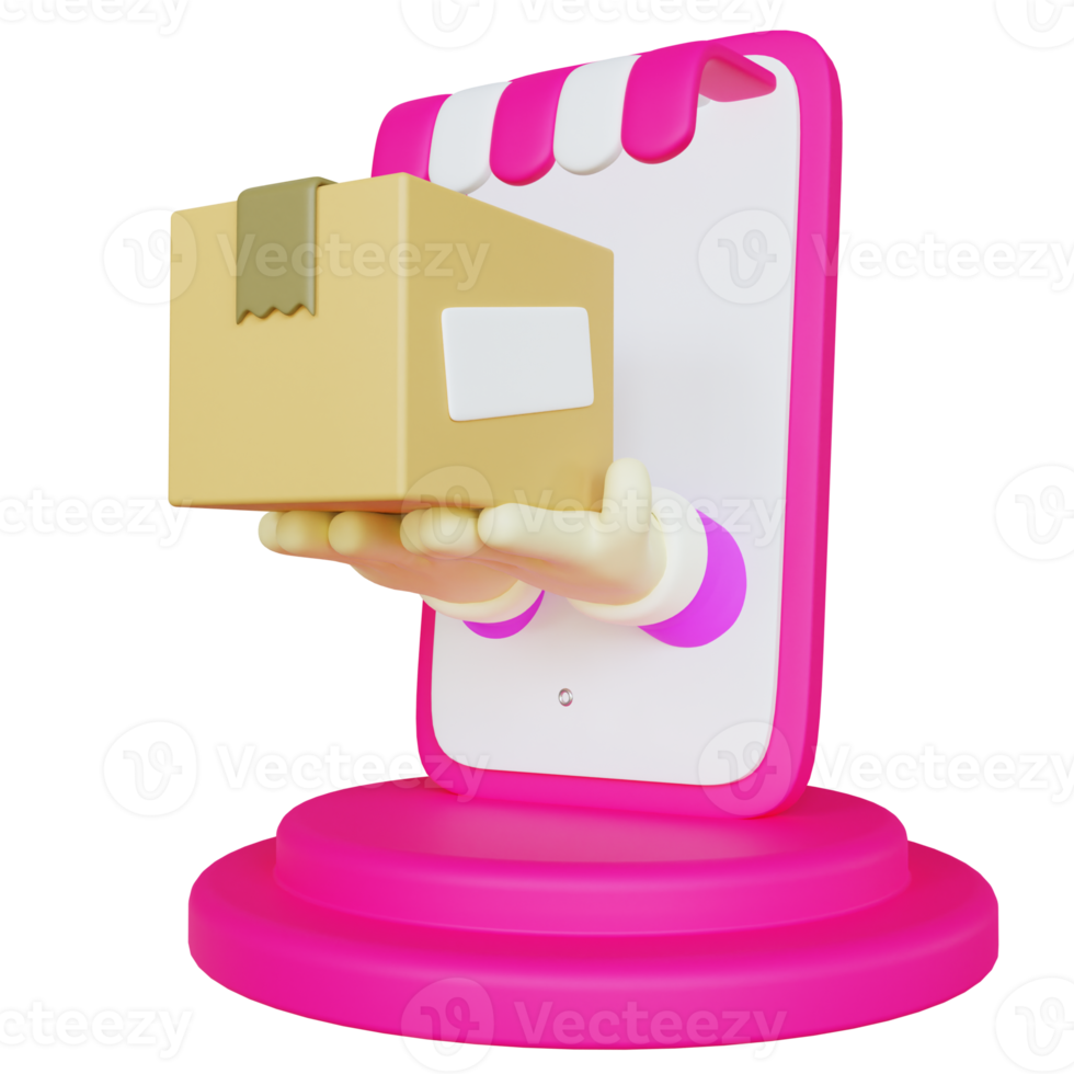 3D Online Shop Delivery Illustration png