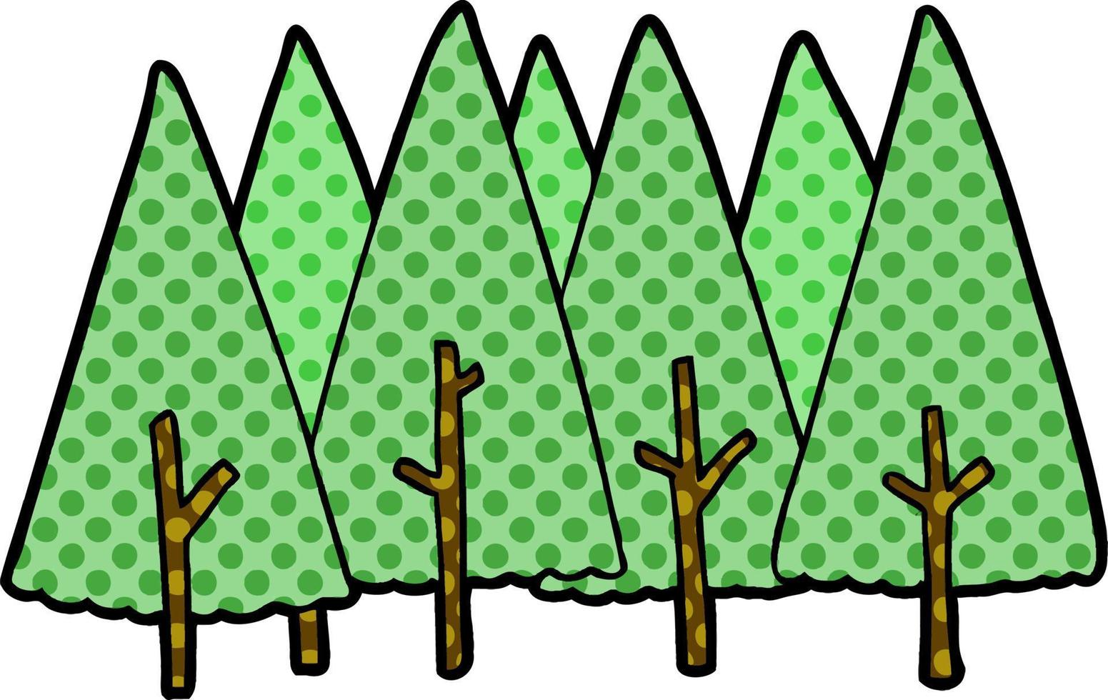 cartoon pine trees vector