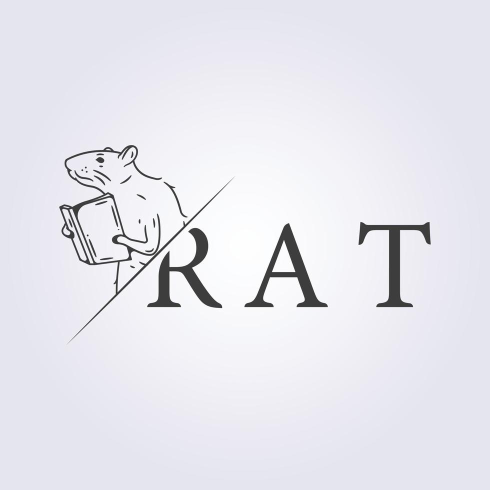 diseño de ilustración de vector de logotipo de línea de laboratorio de ratón inteligente o rata