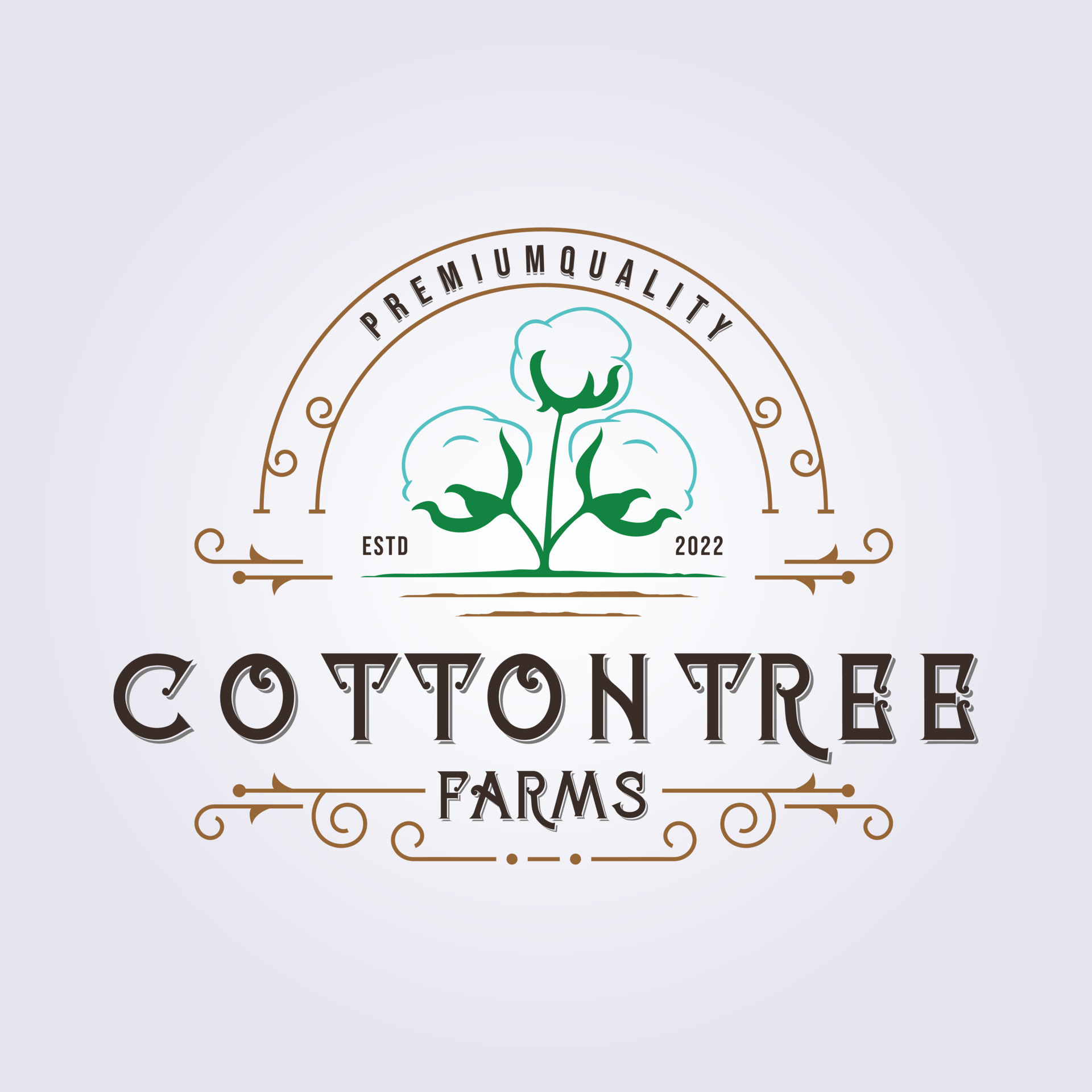 Retro and vintage style of cotton tree farm logo vector illustration