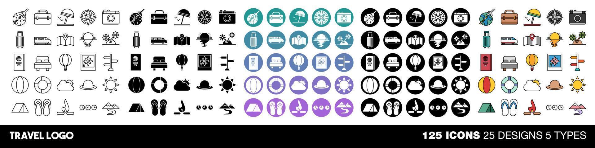 Travel icons set collection graphic design vector