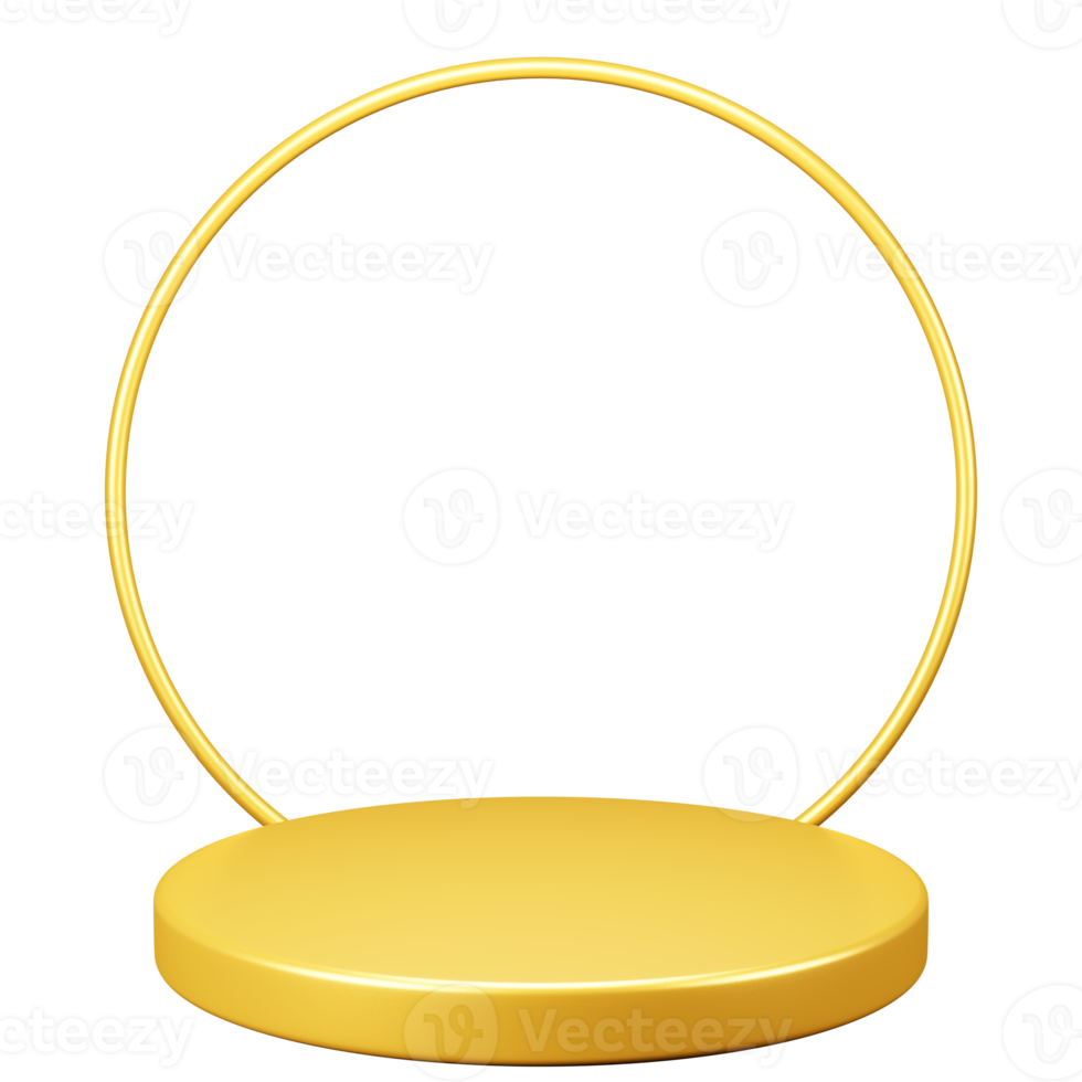 plataforma de podio de lujo dorado con representación 3d de fondo circular para premio de presentación de producto png