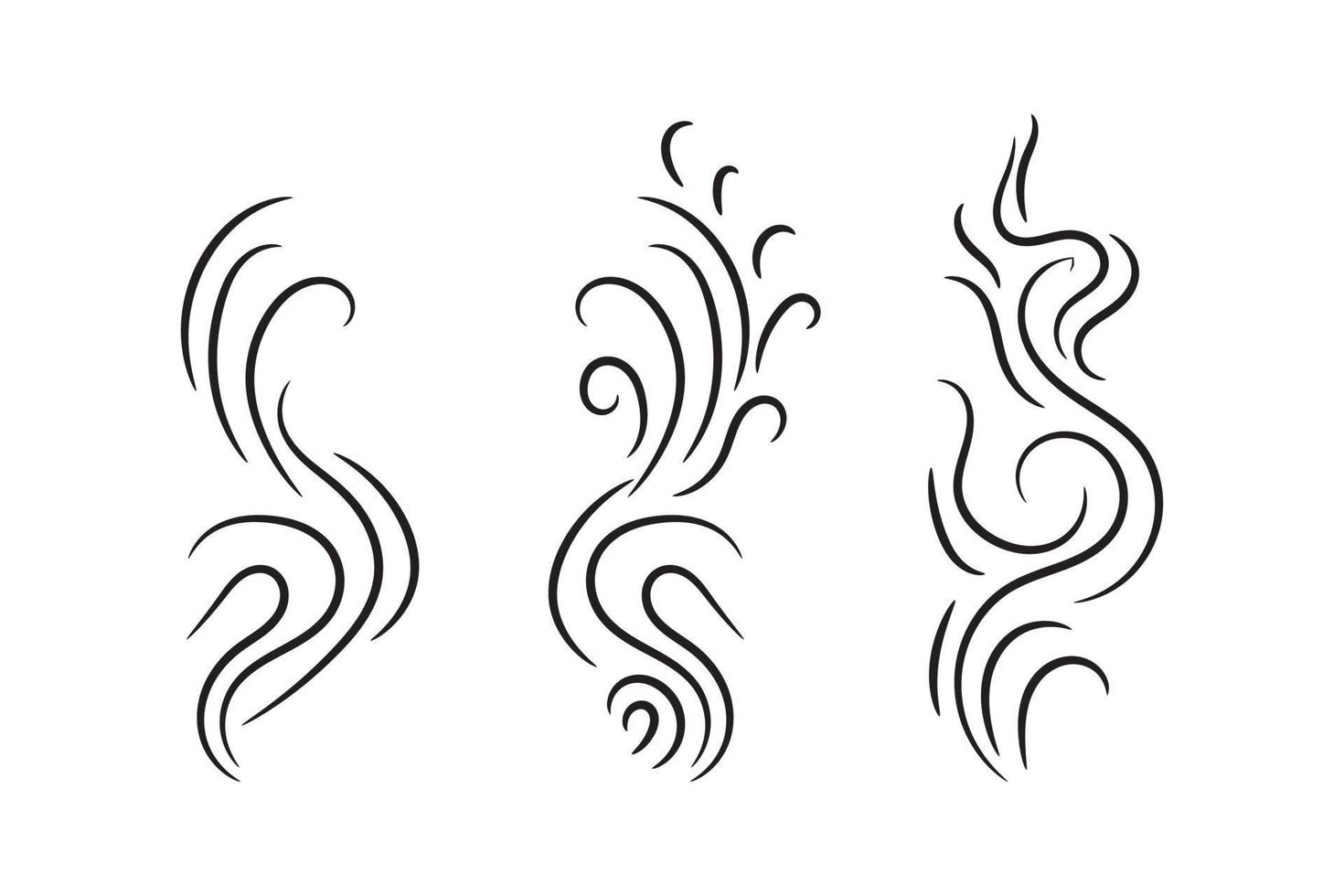 Smoke or Scent Steam Line Icon Set. Vector illustration