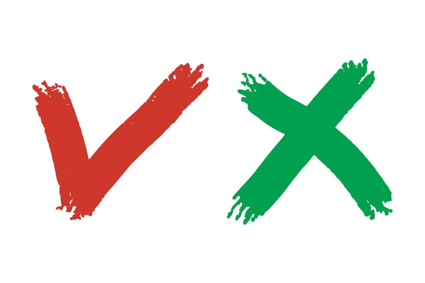 Tick and cross  signs. Checkmark OK and X icons. vector