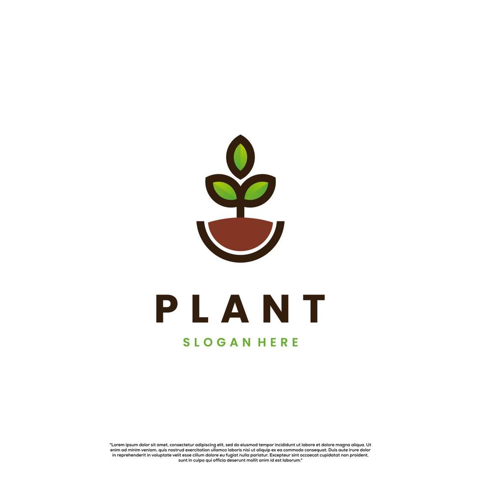 simple plant logo design illustration vector