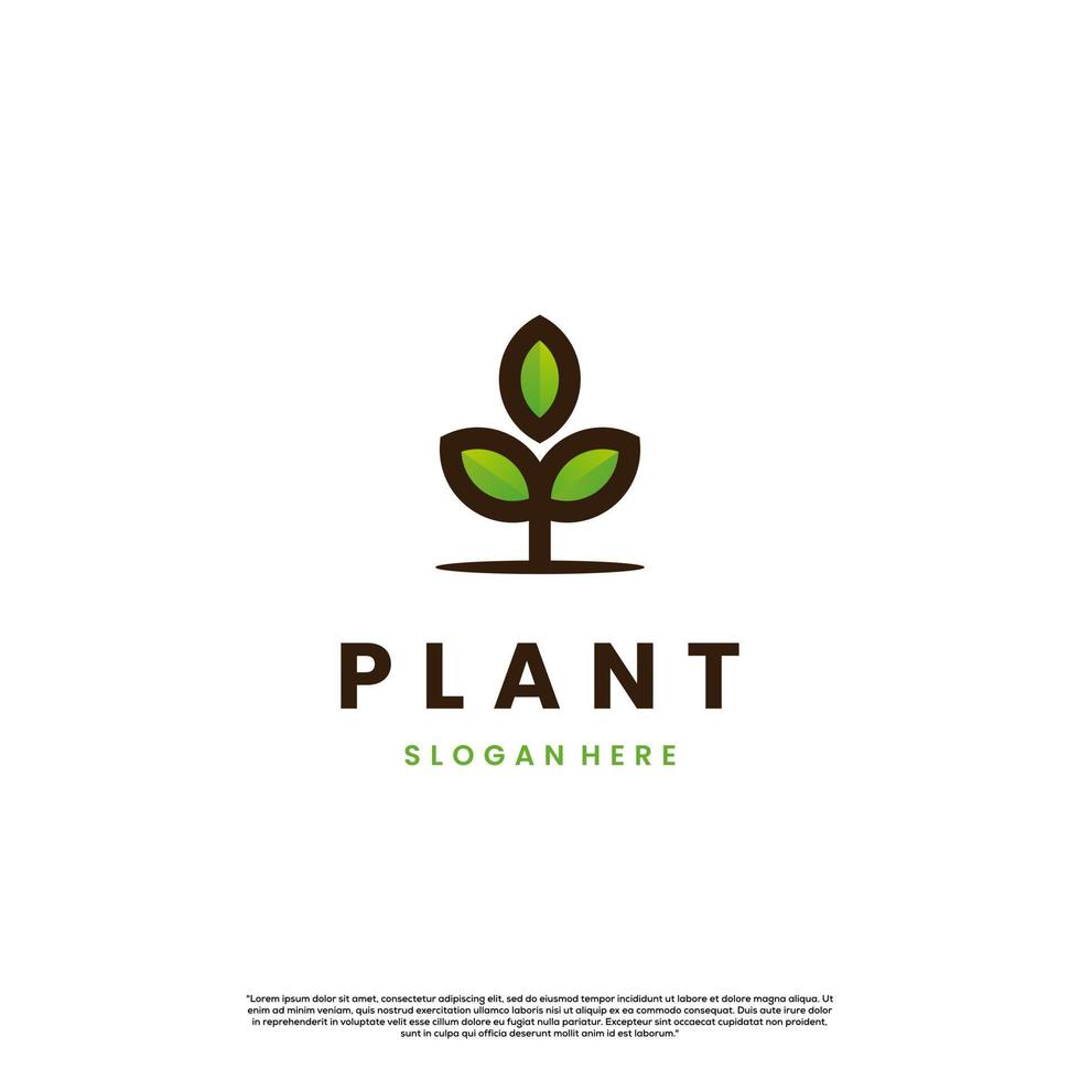 simple plant logo design on isolated background vector