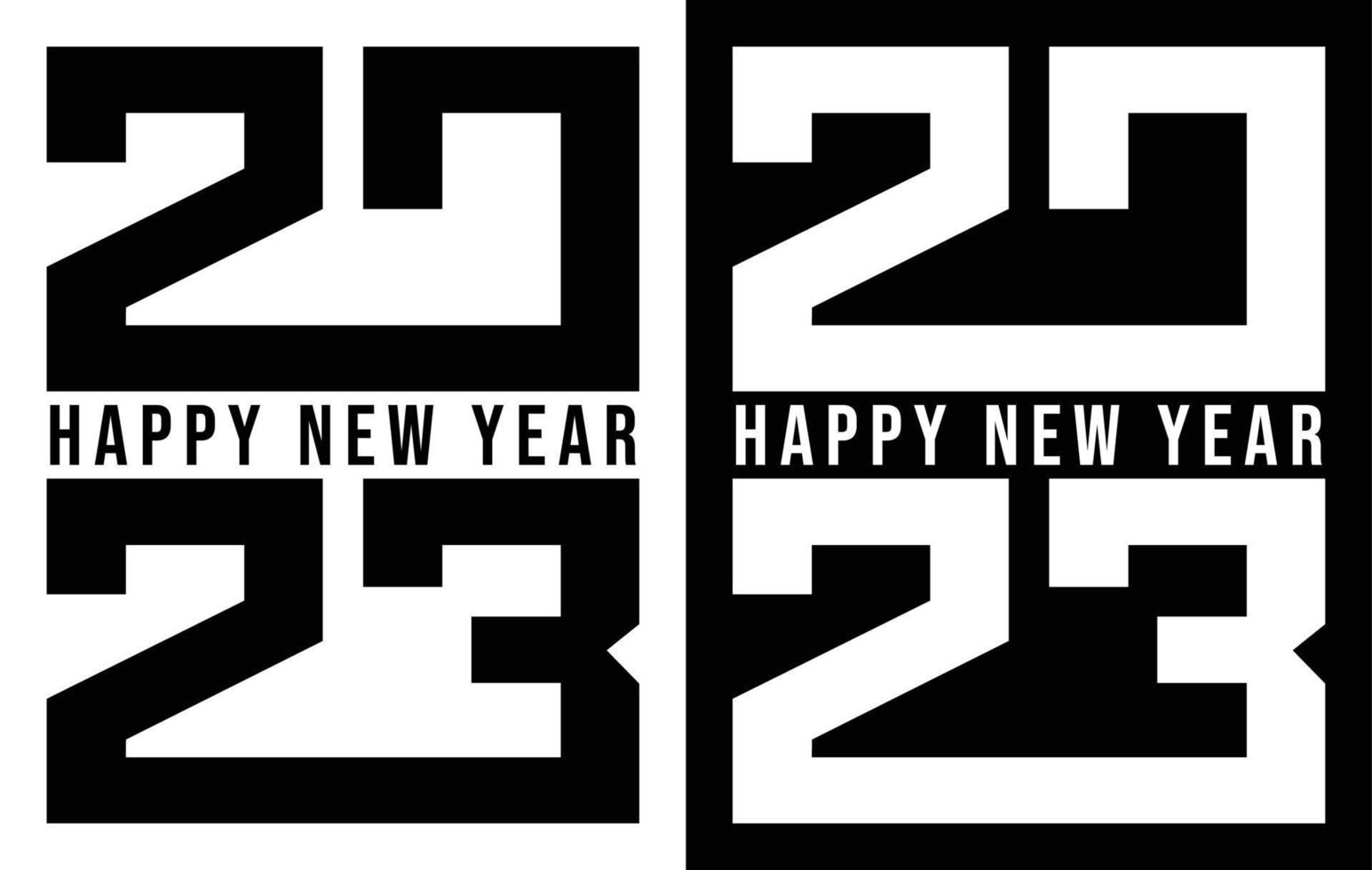 Happy New Year 2023 text design. Brochure design template, card, banner. Vector illustration. Isolated on white background.