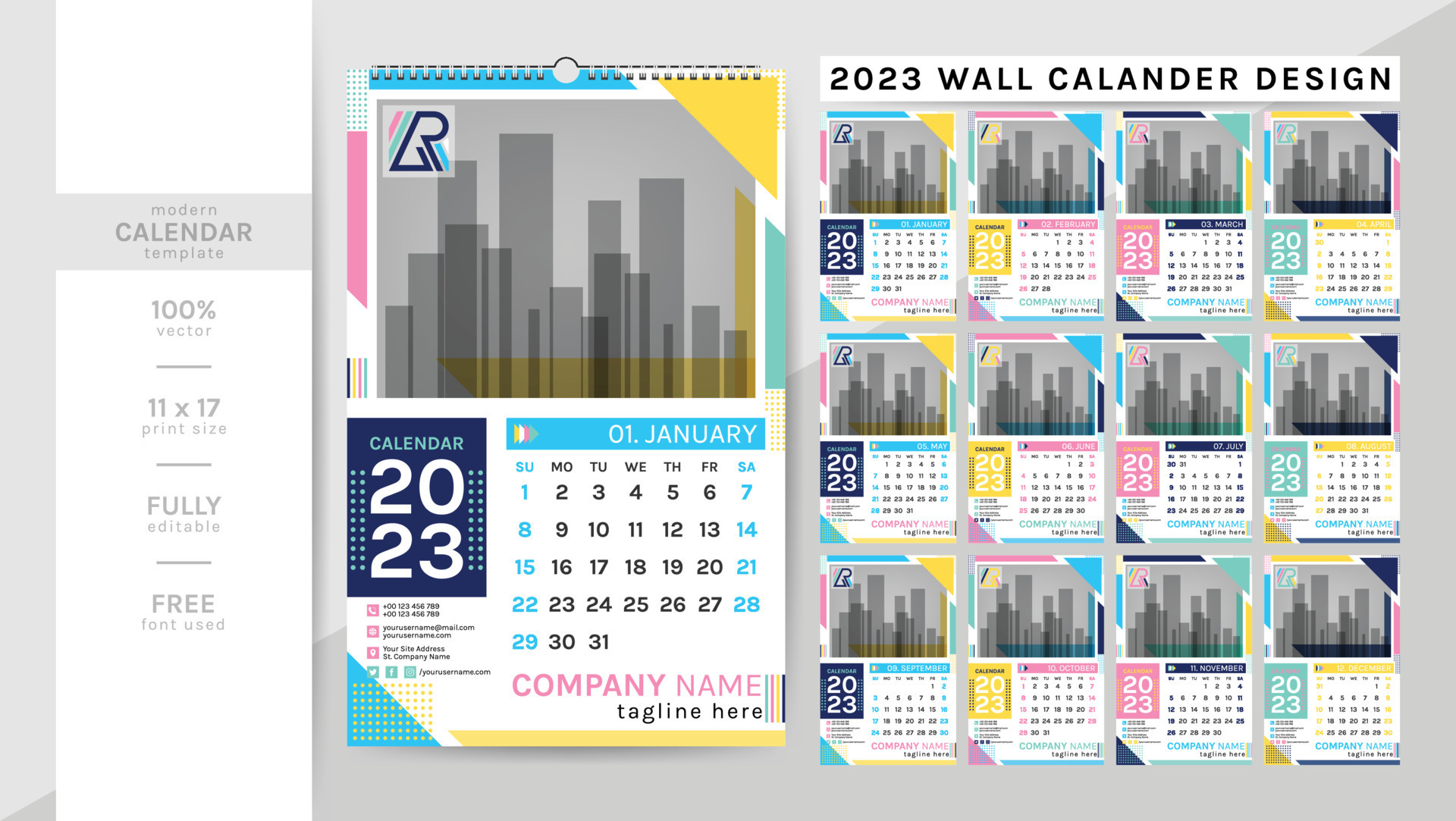 Creative Elegant Wall Calendar Template For The 2023 Year Planner creative-elegant-wall-calendar-template-for-the-2023-year-planner