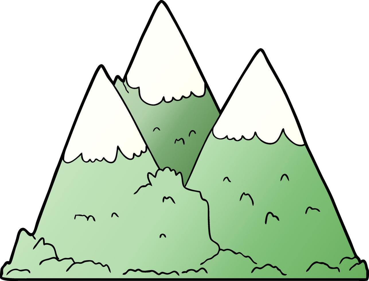 cartoon doodle mountains vector