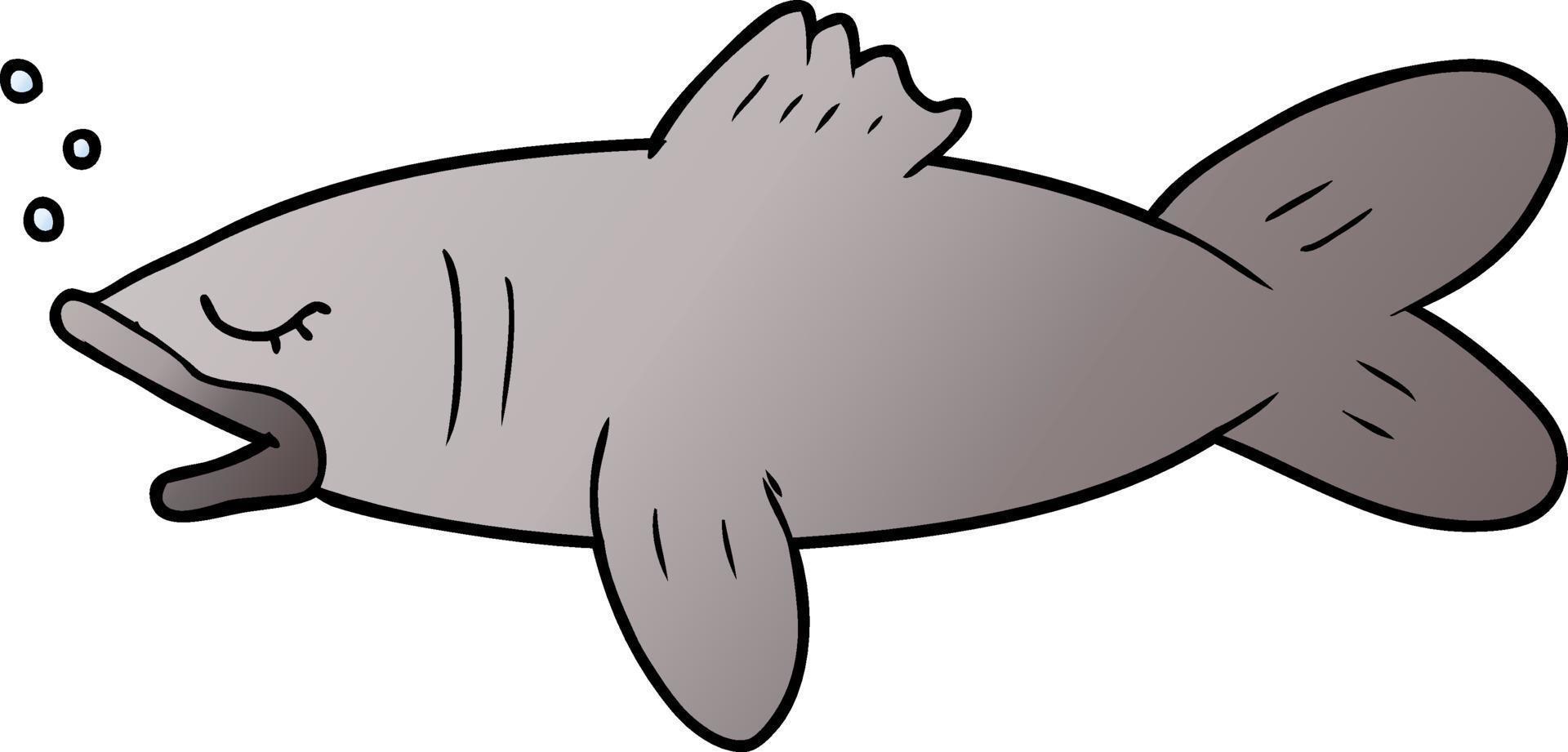 cartoon grey fish vector