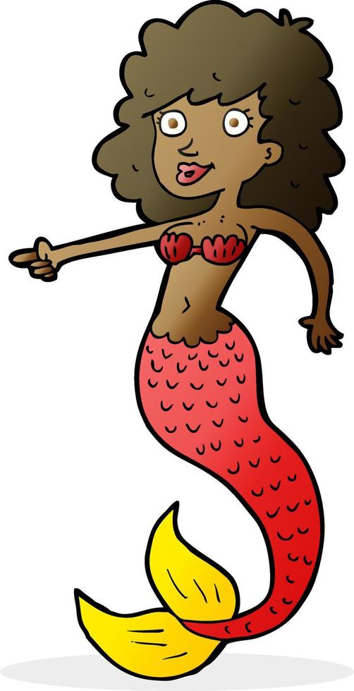 sirena afroamericana de dibujos animados vector