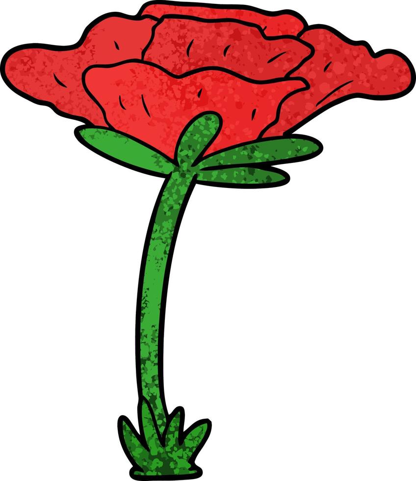 red poppy flower cartoon vector
