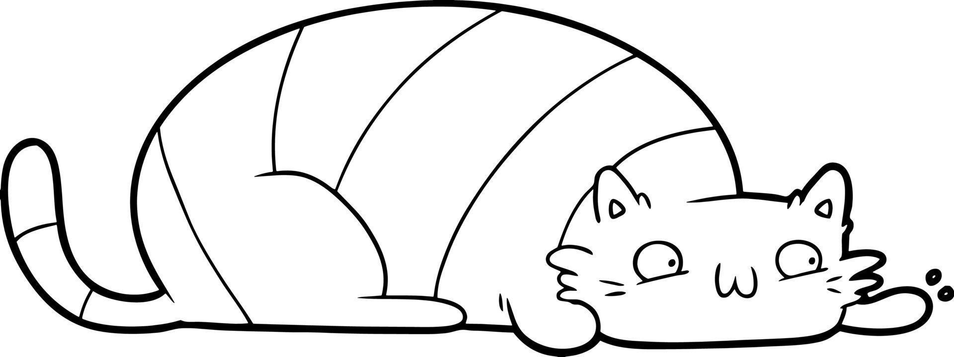 cartoon line art cat vector