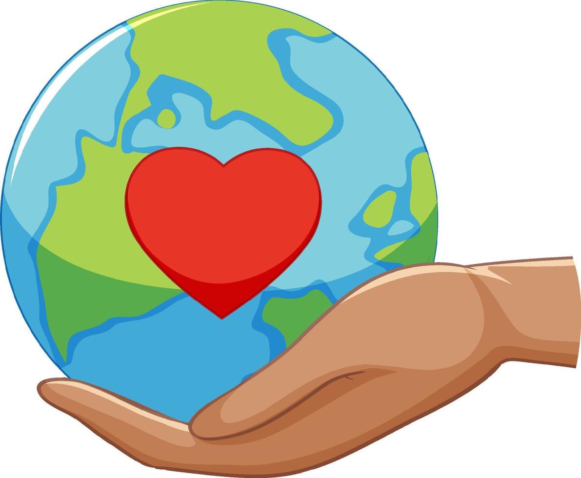 Heart on globe symbol vector