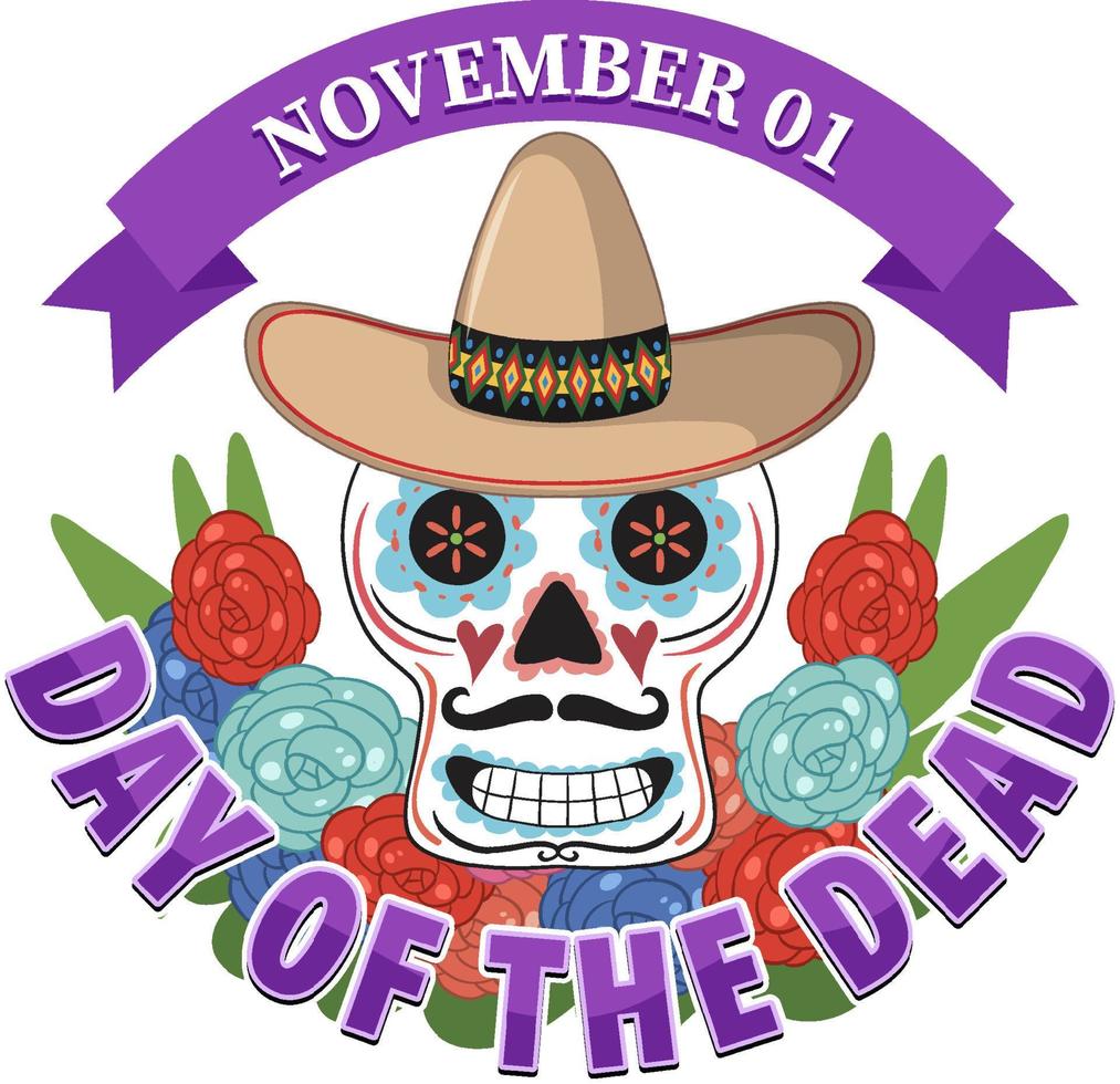 dia de muertos con calaca mexicana vector