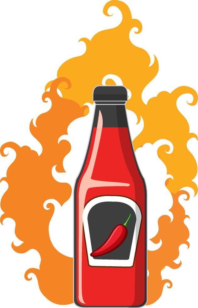 Chili sauce bottle with fire vector