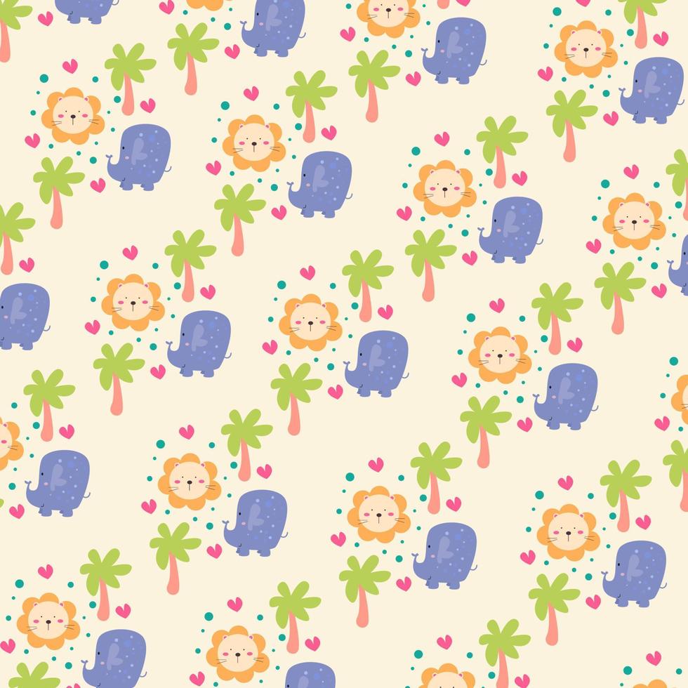 Seamless pattern with cute elephant animals. Perfect for kids clothes design vector