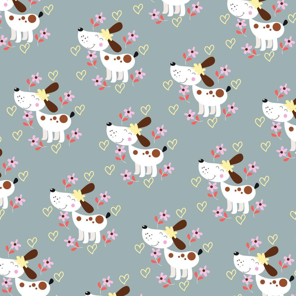 Seamless pattern with cute dog animals. Perfect for kids clothes design vector
