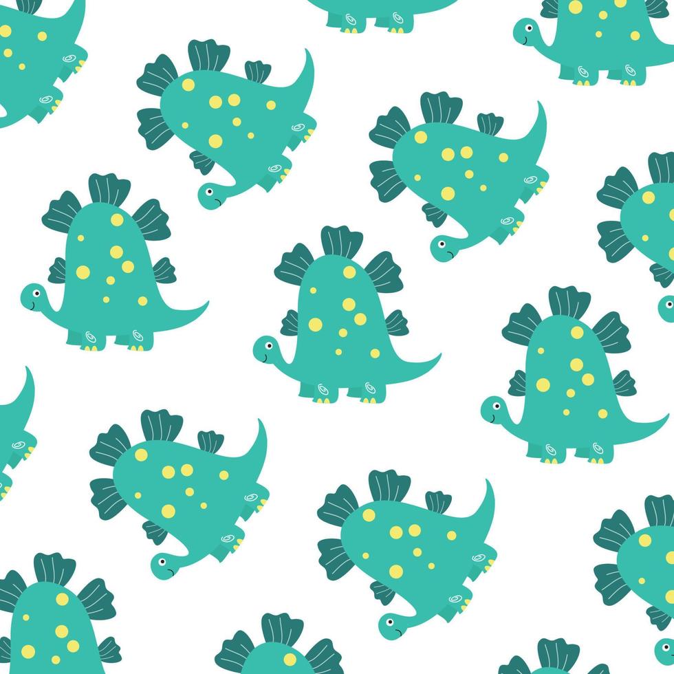 Seamless pattern with cute dinosaur animals. Perfect for kids clothes design vector
