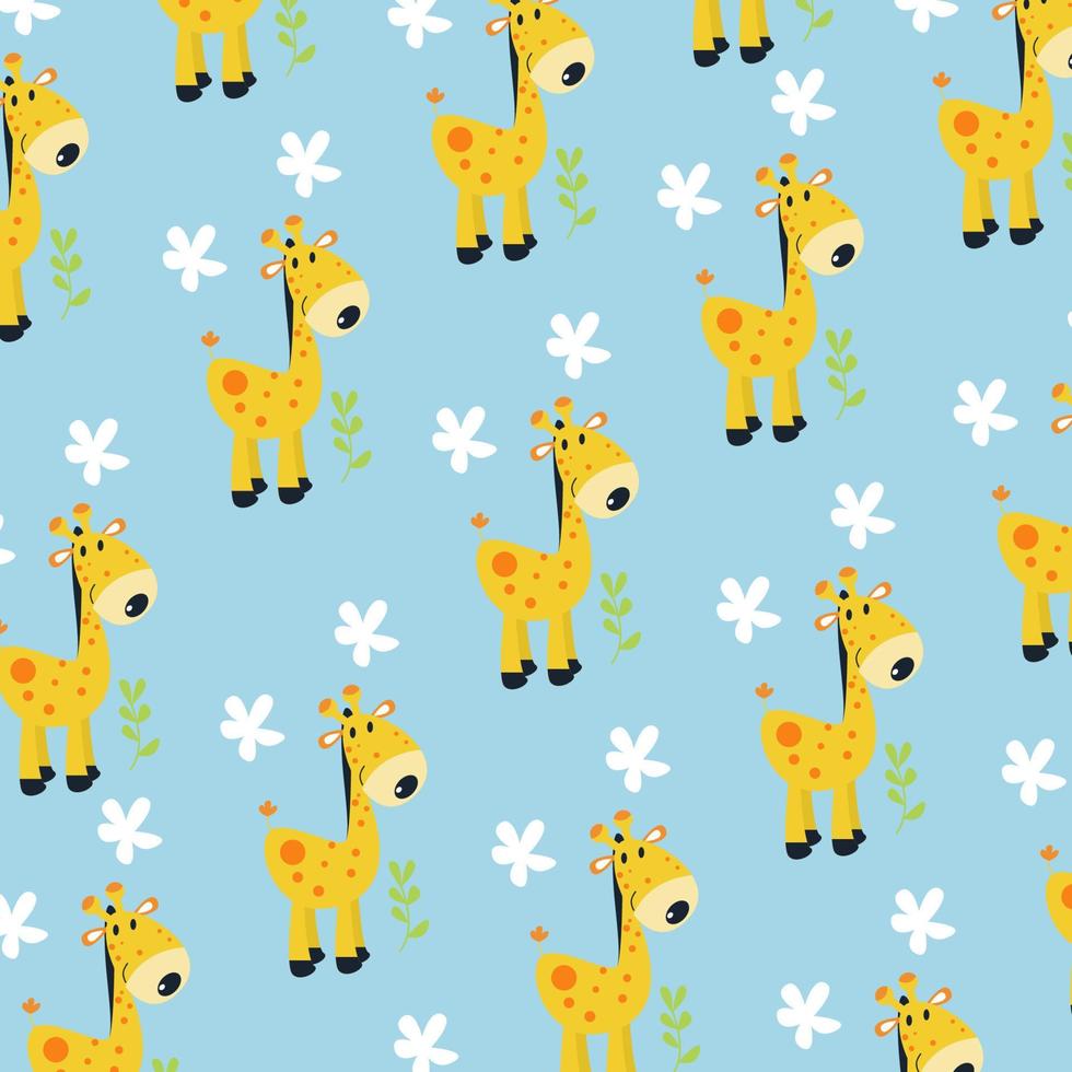 Seamless pattern with cute giraffe animals. Perfect for kids clothes