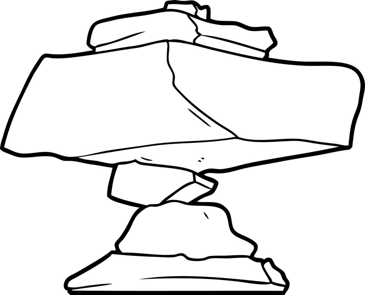 cartoon line art rocks vector
