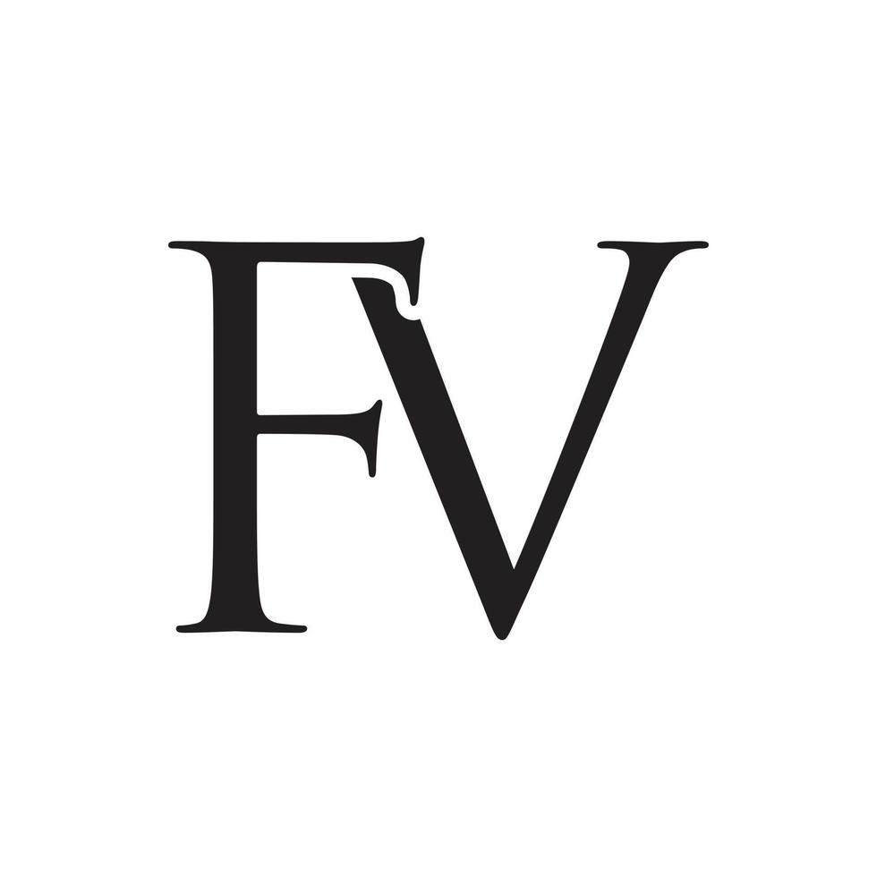 vector de diseño de logotipo de letra fv aislado sobre fondo blanco.
