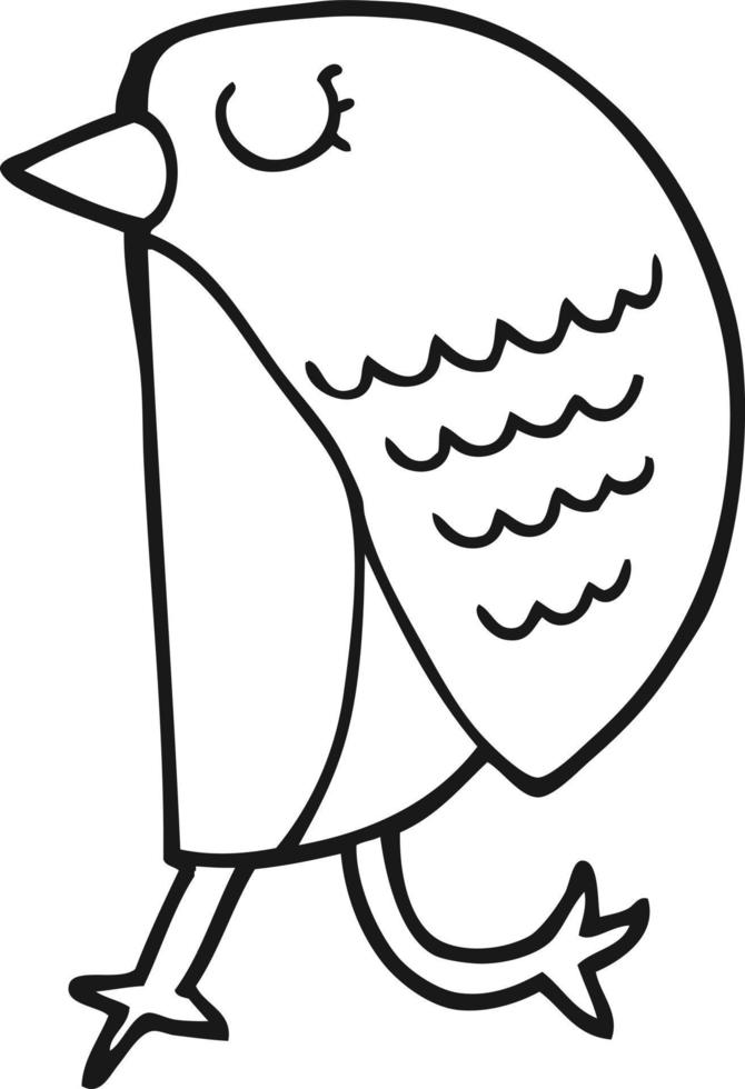 line drawing cartoon bird vector